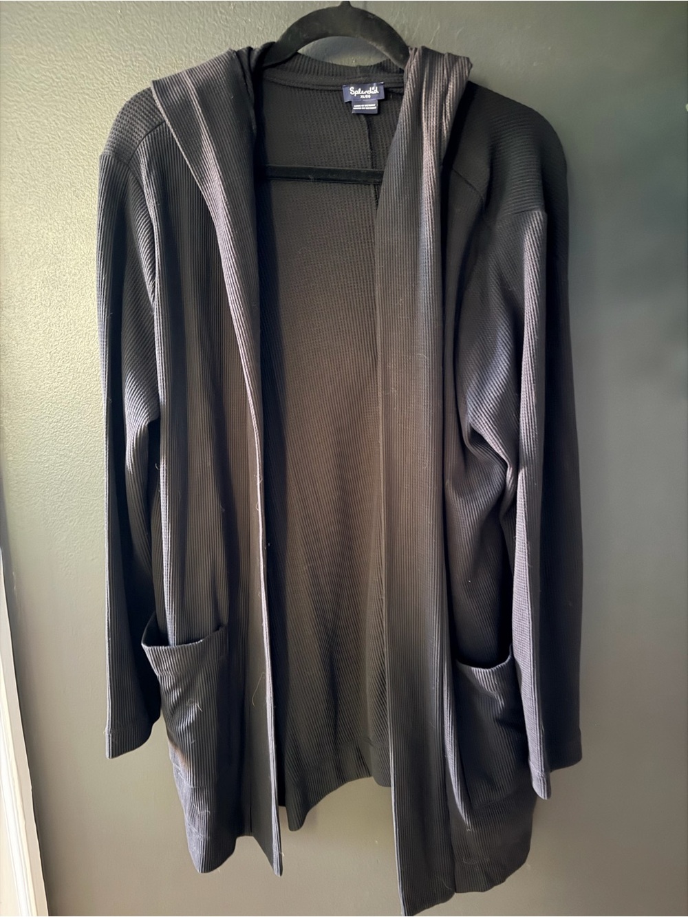 Splendid Dark Brown Ribbed Hooded Cardigan